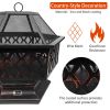 25 inch Steel Fire Pit for Garden, Backyard, Poolside Flame-Retardant Mesh Lid