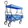 Collapsible Wagon Folding Cart with Canopy Beach Garden Outdoor Sport Utility Cart Wheels Adjustable Handle Rear Storage