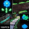 100Pcs Aquarium Glow in the Dark Artificial Pebbles Luminous Stones Garden Decor