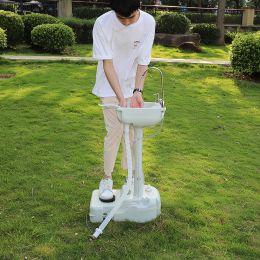 Portable Removable Outdoor Wash Basin with Faucet & Garden Pipe Joint White